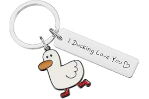 GUYOMM I Ducking Love You Keyring,Cute Duck Gift for Couples,Metal Duck Keyring for Valentine's Day Birthday Christmas Anniversary,I Love You Gift for Boyfriend Girlfriend Him Her