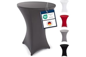 ‎BLUMTAL Blumtal Stretch Stehtisch Hussen Bügelfrei - Oeko -TEX zertifizierte Tischhussen für Stehtische Ø 80 – 85 cm - Verstärkung im Fußbereich - waschmaschinengeeignet - Anthrazit