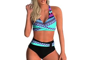 COZYAN Femme Maillots de Bain Deux Pièces Push-up Ensembles Deux pièces Maillots de Bain Femmes 2 Pieces Crossover Push Up Bikini Sets Tribal Print Ensemble de Tankini