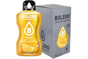 Bolero Drink 24 Bustine 3 gr grammi Sticks Frutta Preparato Polvere Solubile Per Bevanda Fresca in Acqua Prodotto, 72 grammi dolcificato alla stevia (Limone)