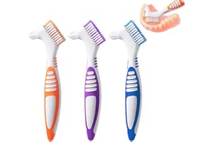 SUGHAW 3Pcs Spazzola di Pulizia Protesi, Spazzola di Pulizia Protesi per Protesi Care, Doppio Setola Testa Denture Brush, Spazzola Portatile per la Pulizia dei Denti, Finti Punta di, Precisione Ergonomico