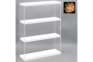 Nonemey Vetrina in Acrilico Trasparente a 3 Livelli,Teca Espositiva di Immagazzinaggio Vetrina Appesa alla Parete,Organizzatrice Antipolvere Vetrina Espositiva per Collezionismo(Bianco,30*8.5*37.8 cm)