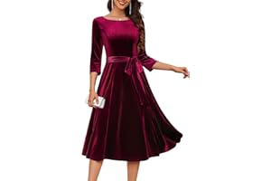 DRESSTELLS Velvet Cocktail Dresses for Women, 2025 Winter Christmas Holiday Dress, 3/4 Long Sleeves Party Formal Dress