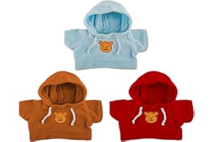 Bojueshaw 3pcs Teddy Bear Clothes,Hooded Cute Stuffed Clothes,Small Plush Bear Doll Costume,Clothes Accessories for DIY Dressing Bear Toy