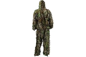 Zicac Tuta Mimetica con Foglie 3D,Effetto Camouflage,Ghillie Suit Abbigliamento per la Caccia, Le Esercitazioni di Tiro,Taglia Unica