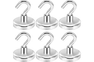 Wukong 6 Stück Magnethaken Extra Stark, 45KG(100LB) Magnet Haken Neodym Magnethaken, 36MM Super Starker Magnete mit Haken Magnetischer Haken
