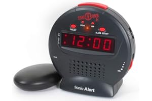 Geemarc Sonic Bomb Junior - Extra Loud Alarm Clock with Tone and Volume Control, Bed Shaker and Snooze Function - For the Hard to Wake, Hard of Hearing and Deaf - UK Version