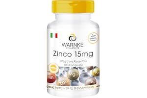 Zinco 15 mg - 100 compresse, forma organica come gluconato di zinco, oligoelemento, vegan | Warnke Vitalstoffe - Qualità da farmacia tedesca