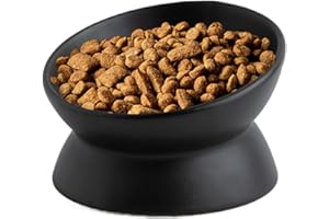 通用 Koomiao Gamelle Chat Surélevée en Premium Céramique Inclinable à 15° Bol pour Chat Anti-Vomissements Facile à Digestion Bol de Nourriture pour Chats et Chiots (Noir)