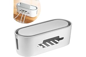 Winfred Scatola di immagazzinaggio cavo 320 x 130 x 115 mm scatola copricavo antipolvere antiscivolo con supporto per smartphone Range cavo per casa ufficio, bianco