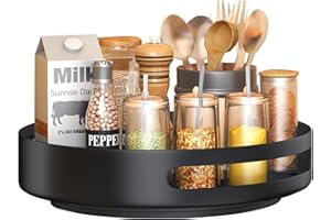 Kitstorack Lazy Susan Plato Giratorio de 360° Especiero Giratorio,Organizador Cocina Giratorio de Acero para Nevera, Cocina, Salón, Dormitorio,Plato Giratorio Organizador Especias,30.5 x 30.5 x 5cm
