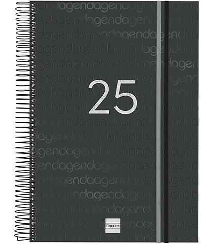 Finocam - Kalender 2026, weekoverzicht, dwarsaanzicht, januari - december (12 maanden), jaarplanner 2026, met elastiek en 2 gebreide banden, vaste omslag, minimalistische textuur, blauw, Catalaans