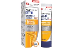 Forté Pharma - Forté Flex Kiné Crème CBD - Crème de massage articulations et muscles - Sensation de chaleur apaisante - Curcuma, Magnésium, Huile de Chanvre, Beurre de Karité - 75ml, 2 à 3 fois/jour