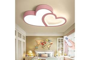 XINZE LED Baby Lampe Modern Cartoon Deckenleuchte Kreative Kinderzimmerlampe Design Acryl Lampeschirm Deckenlampe Für Kinder Zimmer Schlafzimmer Dimmbar Mit Fernbedienung Mädchen Kronleuchter,Rosa