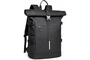 Cilnos Rolltop ryggsäck för kvinnor och män, 23–30 l vattentät utdragbar ryggsäck med datorfack för 17 tums bärbar dator, ref