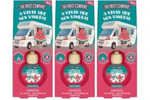 TIENDIFY - Pack de 3 Ambientadores Coche 2en1 The Fruit Company | Aroma Frutal, Absorbe Olores, Sin Alcohol, Extractos Naturales | Rejilla o Colgante | Larga Duración +45 Días (SANDIA)