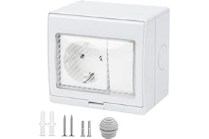 MEEQIAO Enchufes Exterior, Enchufe Exterior Empotrable pared IP55, Enchufe con Interruptor, Prueba de Polvo, para Interior y Exterior (Un solo agujero)