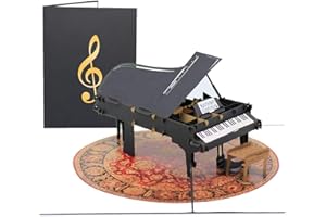 PopLife Kartka Pop Up Grand Piano na każdą okazję - Wszystkiego najlepszego z okazji urodzin, ukończenia szkoły, gratulacji, przejścia na emeryturę, Dzień Ojca - muzycy, nauczyciel i uczeń, miłośnicy