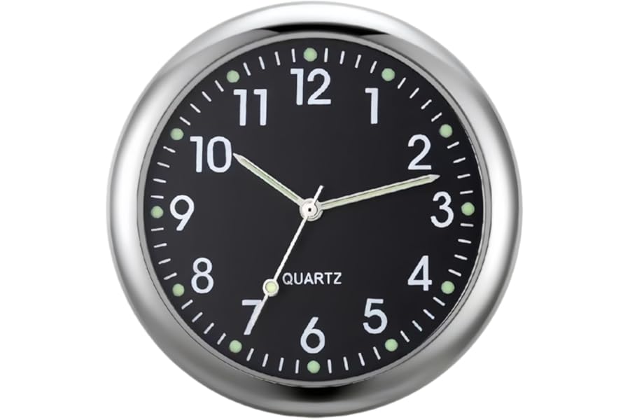 Universal Stick On Car Dashboard Clock, Mini Luminous Quartz Dashboard Clock, Air Vent Stick-On Clocks with Luminous Night Light, Universal Round Digital Cars Clocks, Car Dashboard Accessories(Black)