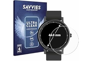Savvies 6 Stück Schutzfolie für Armbanduhren (Kreisrund, ø: 44 mm) Displayschutz-Folie Ultra-Transparent