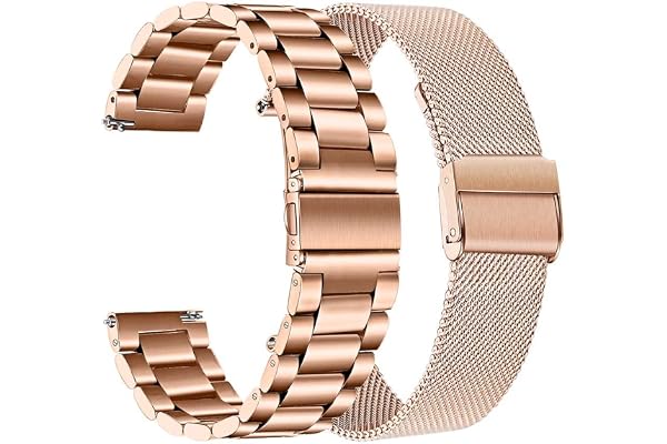 EGSDSE 2 st klockarmband i nät och hårt rostfritt stål för Garmin Vivomove HR 3 3S/Vivoactive 4 4S 3/Venu Luxe Style klockarmband rem, 18mm, Agat