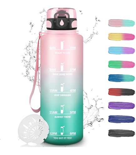 AOHAN Gourde 2l, Gourde Sport avec Paille & Fruit Infuser, Bouteille d