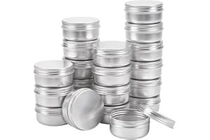 BENECREAT 20 Pack 50ml Lattina di Alluminio Scatola Rotonda in Alluminio con Tappo a Vite Contenitori in Metallo - Ideale per Conservare Spezie, Dolci, tè o Pillole (Platino)
