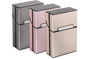SGEHAI 3 portasigarette in metallo con chiusura magnetica, portasigarette in alluminio, alloggiamento in plastica rinforzata e funzione di blocco, per scatole standard da 20 pezzi