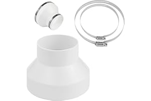 BUCOMTU Runder Abluftschlauch Adapter 150-100 mm mit 2 Edelstahl Rohrschellen, Reduzierstück aus ABS, für Lüftungskanäle