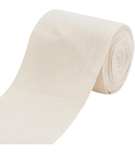 OLYCRAFT Ruban De Coton Sergé Blanc 5~5.5mm Plat à Chevrons Rouleau Pour Emballage De Cadeaux Et Décoration De Fête