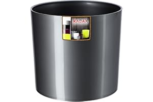 KADAX - Maceta de plástico Brillante en Forma cilíndrica, 13 Colores, Maceta de Hierbas, florero de Flores, Maceta, Maceta, diámetro 13,7 cm, Plateado