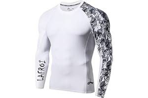 LAFROI Męska koszulka termoaktywna z długim rękawem, UPF 50+ Performance Fit, Kompresja, Rash Guard - CLYYB