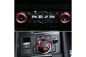 Qirc 3Pcs / Lot Aire Acondicionado Anillos Adecuado para Mazda 3 6 CX5 CX9 Radio Volumen Perilla Anillo Cubre Decorativo Círculo Trim Alto Partido (rojo)