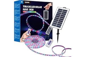 M Ledme - Wodoszczelna zewnętrzna taśma LED solarna do ogrodu IP68, 5m 300 LED, wielokolorowe światło LED, z zestawem instalacyjnym do paneli słonecznych, do ogrodu, domu, dekoracyjnego