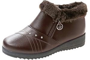 Xbemkste Snow Boots Womens Waterproof Fashion Women Keep Warm Plush Rhinestones Winter Snow Boots Flat Zipper Short Boots Round Toe Shoes Women Shoes Boots For Women Uk