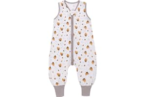 MIRACLE BABY Baby Sleeping Bag with Legs 100% Cotton Baby Sleep Sack with Feet Sleeveless Wearable Blankets Swaddle Toddler Infant Unisex for Boys and Girls 4-6 Years (Bee)