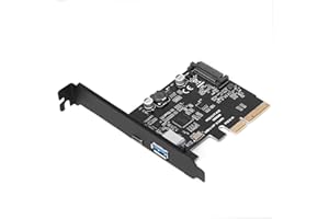 YBBOTT PCIE 4X USB 3.1 Gen 2 Card, 10 Gbps 2 Port USB 3.1 Gen 2 (Type A + Type C) PCI-E Expansion Card Adapter w/Low Profile Bracket - 15-Pin SATA Power Connector, Asmedia Chipset for Windows 7/8/10