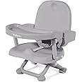 Yoleo Portable High Chair for Babies and Toddlers, Baby Booster Seat for Dining Chair, 6 Months to 3 Years, 15 kg, Height Adjustable, with Removable Tray Grey