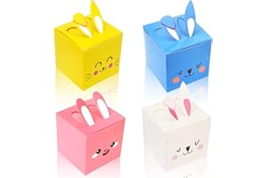 DPKOW Zestaw 12 pudełek z zajączkami wielkanocnymi, pudełka na prezenty wielkanocne, pudełka na upominki dla dzieci, rękodzieło, pudełka na jajka wielkanocne, pudełka na słodycze, pudełka na ciasteczka, pudełka na prezenty na wielkanocne polowanie, gry