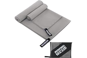 FIBOUND Microfibre Towel, Sports Towel, Travel Towel, Swimming Towel and Beach Towel, Fast Drying - Super Absorbent - Ultra Compact, Great for Camping, Gym, Beach and Swimming-2pcs(XL&S)-Grey