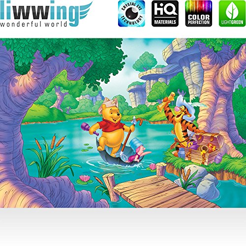 Fototapete 368×254 cm PREMIUM Wand Foto Tapete Wand Bild Papiertapete – Kindertapete Tapete Disney Winnie Puuh Ferkel Tiger Schatz Wasser bunt – no. 3024 - 2