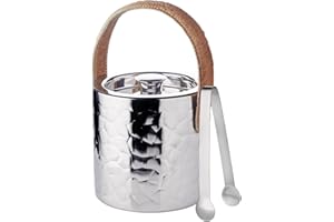 EDZARD secchiello per ghiaccio Capri, recipiente per cubetti di ghiaccio con coperchio, altezza 17 cm, secchiello per ghiaccio in acciaio pregiato altamente lucidato con ottica martello decorativa