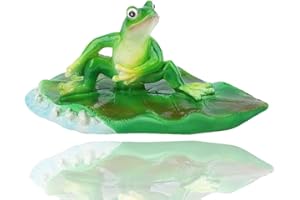 HERCHR Floating Lily Pad with Frog Figures Model,6.7 Inch ILY Pad and Frogs Set,Artificial Pond Floating Plants Waterproof Lotus Leaf Frog,Pond Lily Garden Pond Fishpond Swimming Pool Decor