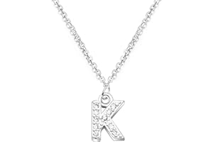 BIFRIEND Collana girocollo in argento sterling 925, con ciondolo con iniziale dalla A alla Z, 26 lettere, per donne e ragazze, con strass