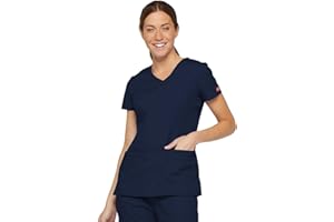 Dickies Women's EDS Signature V-Neck Top with Multiple Patch Pockets Medical Scrubs Shirt