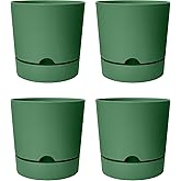 ToXA Begonya Saksı Tabaklı Drenajlı Mat Plastik &Ccedil;i&ccedil;ek Saksısı (4 Adet, 3,3 Litre, 18cm, Yeşil)
