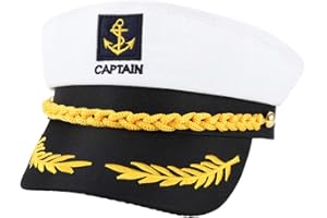 Angelikashalala Adult Captain's Hat - Adjustable Sailor Ship Boat Captain Hat for Halloween Cosplay, Navy, Marine, Admiral