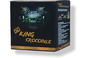 King Crocodile Carbón de coco con larga duración de combustión, 26 x 26 mm, carbón natural sostenible, poca ceniza, baja generación de humo, carbón, cubo de carbón en calidad premium (consumidor, 6