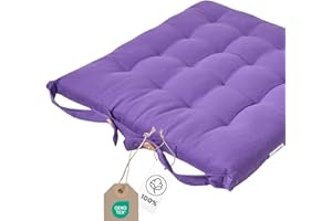 Homescapes Stuhlkissen 40x40 cm lila – Sitzkissen Outdoor/Indoor mit Baumwollbezug, Sitzpolster waschbar und Oeko-TEX-Zertifiziert für Esszimmer-, Küchen- & Gartenstühle