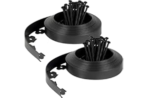 Velway Bordure de Jardin en Plastique Flexible 20 mètres, Hauteur 5cm - avec 60 Piquets d'ancrage – Délimitation Pelouse, Allée, Parterre – Bordurette Extérieure Facile à Installer